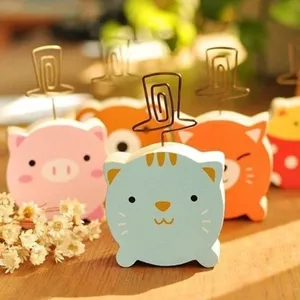Cute wooden animal memo clip desktop note holder creative message clip for office home decor