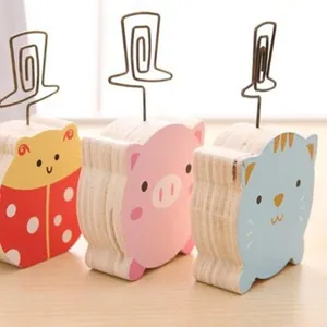 Cute wooden animal memo clip desktop card note paper holder stand for office and home