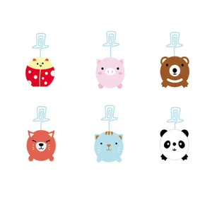 Cute cartoon animal memo clips and bookmark holders set of six pieces for desk organization.