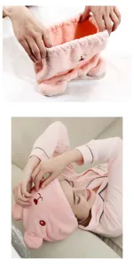 Cute cartoon animal coral fleece dry hair cap, thickened quick-drying shower wrap.