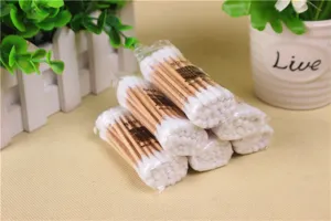 Disposable wooden cotton swabs double-headed cosmetic makeup removal cleaning sticks 100pcs