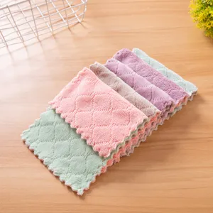 Absorbent microfiber kitchen dishcloths, double-sided cleaning rags for home use