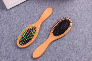 Wooden hair brush airbag massage comb anti-static scalp care hair styling detail view