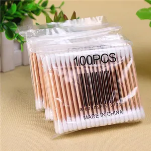 100pcs wooden cotton swabs double-headed cosmetic makeup removal and daily cleaning sticks