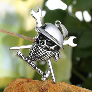 Collier pendentif tête de mort pirate rétro en acier inoxydable pour hommes femmes bijoux punk