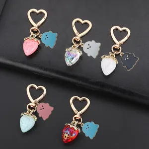 Carino Halloween fantasma fragola metallo portachiavi borsa ciondolo regalo dolce