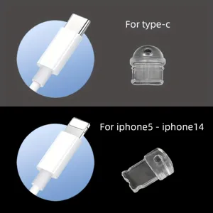 Juego de tapones antipolvo compatibles con Type-C y iPhone 5 a 14, accesorio transparente