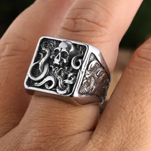 Heren Gotische Schedel Ring Roestvrij Staal Retro Punk Band Vintage Vinger Sieraad