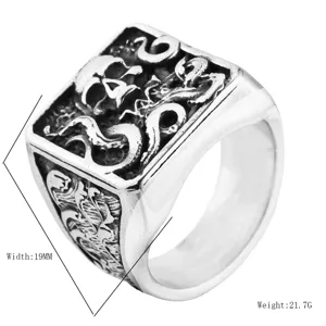 Vintage Gotische Doodskop RVS Heren Ring Punk Biker Stijl Sieraden Accessoires 19mm!