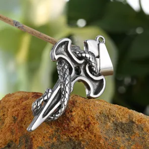 Men vintage snake sword pendant necklace gothic style metal jewelry main product view fashion accessory