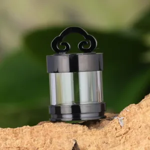 Titanium steel hollow pendant openable design crystal cinnabar container vintage style amulet jewelry