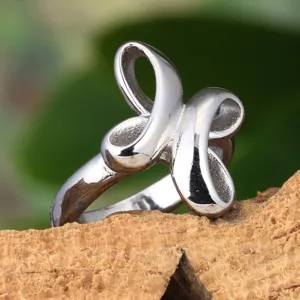 Minimalist silver titanium steel cross ring for women, trendy fashion statement jewelry.