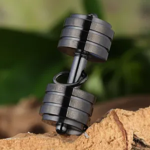 Black titanium steel barbell pendant necklace fashion creative punk style jewelry item