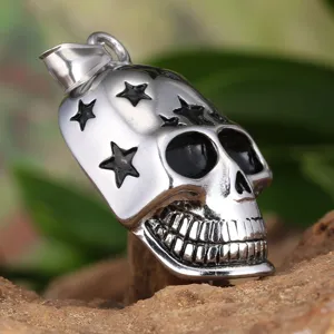 Herren Titanstahl Stern Totenkopf Anhänger Punk Stil Halskette cooler Schmuckanhänger