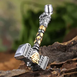 Stainless Steel Viking Thor Hammer Pendant Odin Valknut Symbol Men Necklace Jewelry