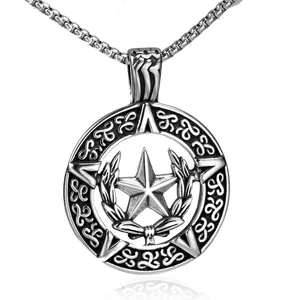 Collana con ciondolo pentagramma in acciaio al titanio retro gotico uomo hip hop gioiello