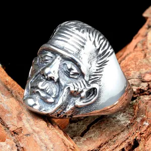 Men 316L Stainless Steel Punk Skull Ring Vintage Gothic Monster Biker Finger Ring Retro Polished Streetwear Jewelry Accessory
