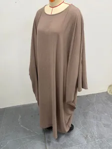 Casual loose solid color batwing sleeve dress for women daily wear comfortable and stylish