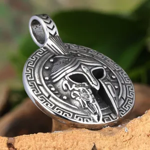 Vintage Edelstahl Spartanischer Helm Anhänger Halskette für Herren Biker Schmuck.