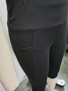 Women high waist pocket yoga pants capri leggings sportswear activewear solid black color