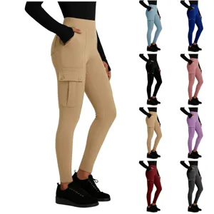 Women High Waist Cargo Yoga Pants Butt Lift Tummy Control Pocket Workout Leggings Activewear