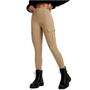 Women High Waist Cargo Yoga Pants Lycra Blend Breathable Butt Lifting Slim Fit Skinny Workout Fitness Gym Leggings