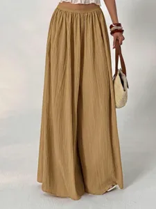 French pleated wide leg pants for women high waist elastic casual trousers stylish draping
