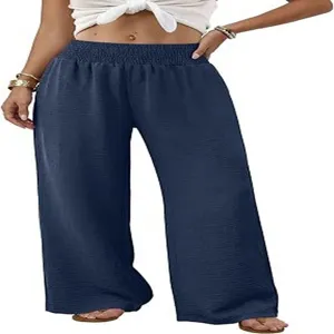 Women's High Waisted Wide Leg Pants Casual Loose Solid Color Long Trousers Comfy Apparel