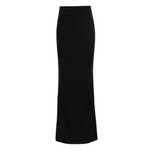 Women high waist solid color bodycon maxi skirt autumn winter elegant black long skirt
