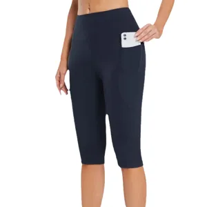 Women high waist capri yoga pants athletic leggings with pockets for fitness workout gym wear