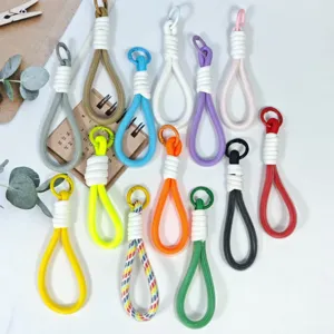 Colorful woven mobile phone lanyard keychain strap minimalist style multi color vibrant 1pc
