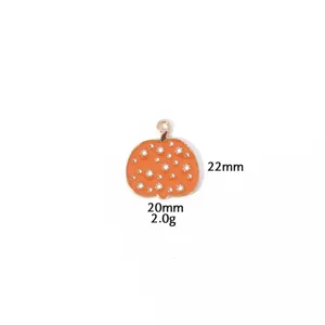 Thanksgiving pumpkin charm pendant zinc alloy enamel rhinestone DIY jewelry making 1pc
