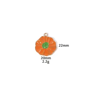 Orange enamel pumpkin metal charm pendant diy jewelry making thanksgiving accessory 20x22mm