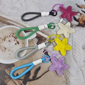 Colorful braided phone lanyard keychain with cute star pendant, perfect for daily use and gifts.