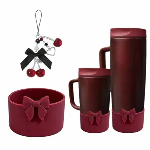 Siliconen kopjeshoezen strik kers sleutelhanger set voor waterfles accessoires diy