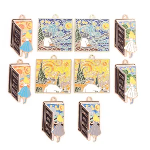 DIY Alloy Enamel Starry Sky Book Pendant Charm Fashion Jewelry Accessory For Bracelet Necklace Making