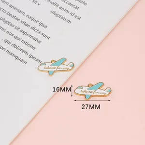 DIY enamel airplane metal charm pendant for handmade jewelry making bracelet necklace key chain