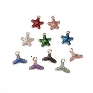 Ocean series alloy starfish and mermaid tail DIY charms pendants for handmade jewelry crafts