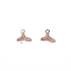 DIY alloy mermaid tail charms in pink enamel, perfect for handmade earrings and pendant making.