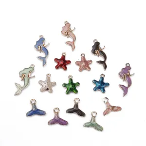 Ocean series mermaid starfish fish tail alloy charms pendants for DIY jewelry making.