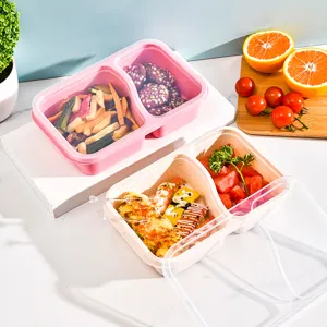 Weizenstroh 2-Faecher Bento Lunchbox umweltfreundlicher doppelter Frischhaltebehaelter
