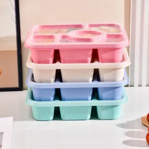 wheat straw bento box multi compartment lunch container food storage organizer