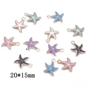 Coloré Émail Étoile de Mer Alliage Breloques Pendentifs DIY Boucles d'Oreilles Bijoux 20x15mm