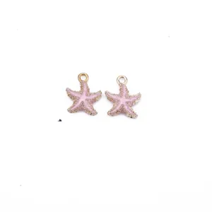 Pendentifs breloques etoile de mer en email alliage rose pour fabrication de bijoux DIY.