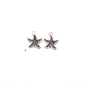 Pendentif étoile de mer émail noir bord doré alliage accessoire bijoux DIY pour boucles