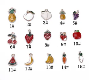 Fruit Alloy Charms Drip Oil Cute Pineapple Strawberry Cherry Banana Peach Watermelon DIY Jewelry Making Pendants