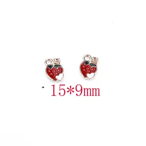 Cute strawberry alloy charms 15x9mm DIY jewelry making accessories for bracelets necklaces.