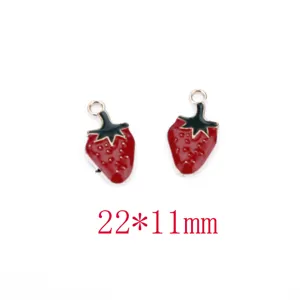 Cute red strawberry metal alloy DIY charms pendants jewelry making accessories 22x11mm