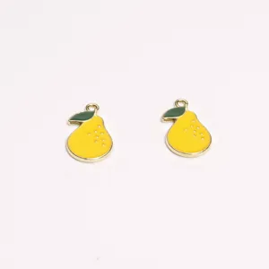 Cute yellow fruit enamel metal DIY jewelry charms suitable for custom necklaces and keychains.