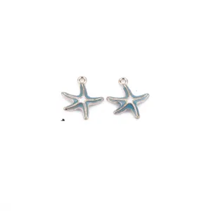Pendatifs breloques en émail étoile de mer dorée et bleue pour boucles d'oreilles DIY.